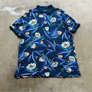 Ralph Lauren Polo Shirt Men Size 2XL Floral All Over Print Knit
